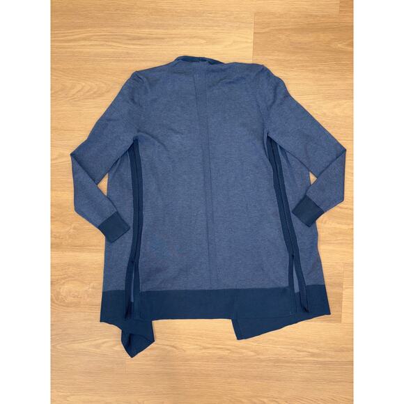 Chicos lightweight blue open drape front cardigan sweater size 0 / small - Picture 3 of 4